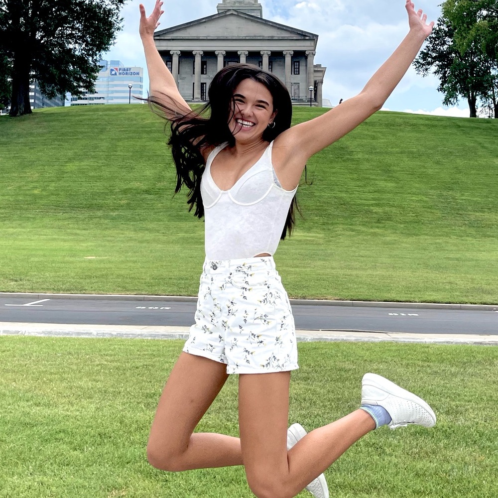 White Floral Shorts